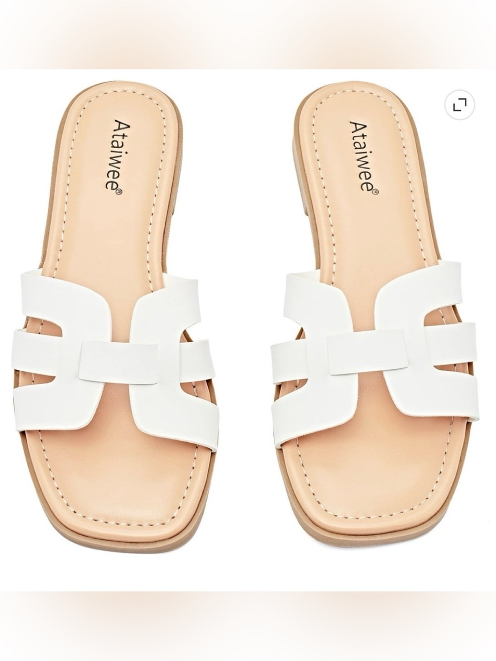 EUC Ataiwee White Leather Slide Sandals Size 9